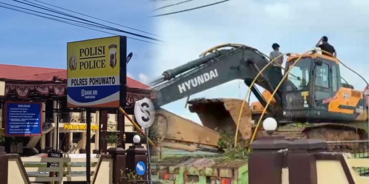 Polres Pohuwato Amankan Excavator dan Dua Terduga Pelaku di Lokasi PETI Hutino